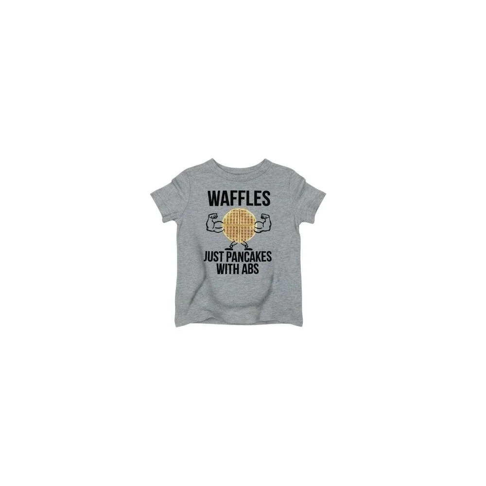 OshKosh Graphic Tee Toddler Boys 5T Gray New Waffles Just Pancakes With Abs